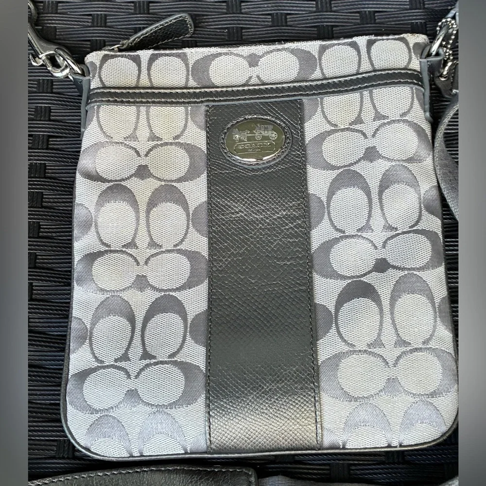 Coach Silver and Gray Signature Crossbody Bag
